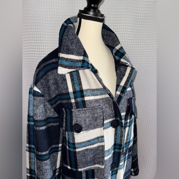 ME JANE women’s long fall plaid‎ Coat size Large - Picture 3 of 12